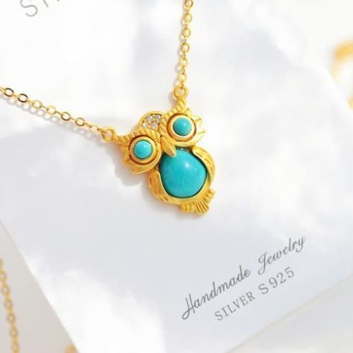 Bijoux De Marque Pour Femmes, Nouveau, Argent Incrust, Turquoise, Cubique, Forme De Hibou, Style Chinois, Rtro, Unique, Ancien, Or