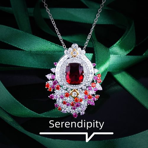 Bijoux Design Simulation Rupee Ruby Pendentif Grappe Incrust De Diamants Collier Starlight Lvn3975