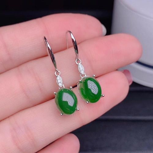 Bijoux En Argent Sterling 925 Incrust De Jaspe Naturel, Boucles D'oreilles Classiques Populaires Pour Femmes, Dtection De Support, Tendance