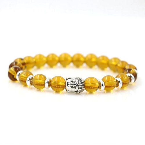 Bijoux En Perles De Verre Violet Jaune, En Cristal, 8mm, Pour Femmes, Amulette, Statue De Bouddha, Tte, Bracelets Chakra
