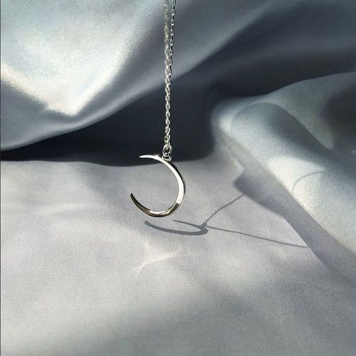 Bijoux En Plaqu Argent Pour Femmes, Pendentif En Forme De Croissant De Lune, Chane De Clavicule,  La Mode