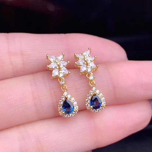 Bijoux Fins En Argent Sterling 925 Incrust De Saphir Naturel, Boucles D'oreilles Populaires Pour Femmes, Support De Mode, Dtection Noble