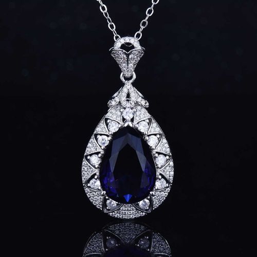 Bijoux Haute Dfinition Recommands Goutte D'eau En Forme De Poire Collier Amthyste Groupe Plein De Diamants Pendentif Diamant Violet Femmes Lvn4135