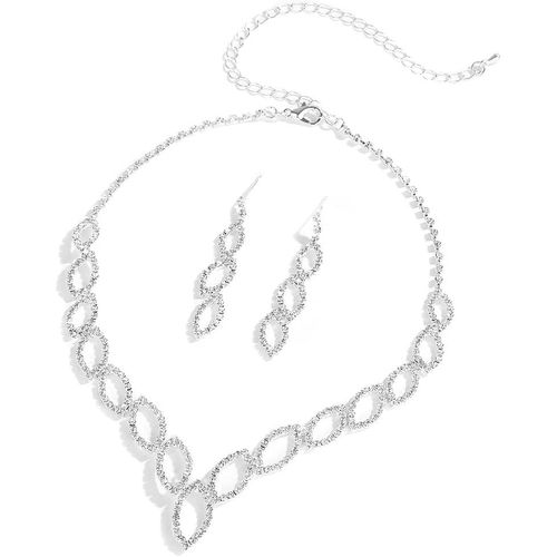 Bijoux Parure Cristal Collier Et Boucles D'oreilles Parures De Mariage Soire Demoiselle D'honneur,Strass Pendentif Mariage Parures De Marie Pour Femmes Filles (Silber/Bleu/Paon Color/Vert).[Y977]