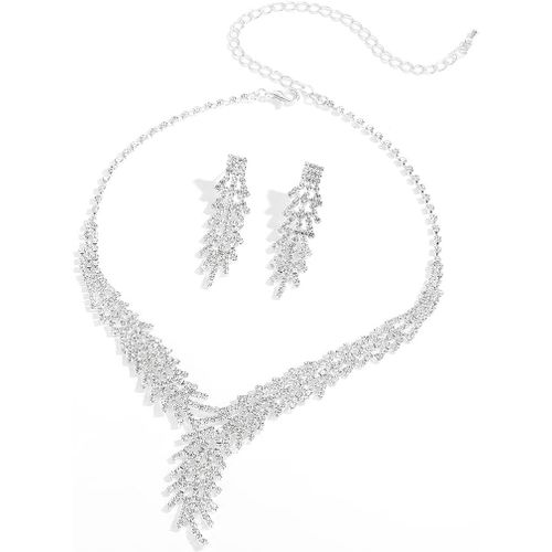 Bijoux Parure Cristal Collier Et Boucles D'oreilles Parures De Mariage Soire Demoiselle D'honneur,Strass Pendentif Mariage Parures De Marie Pour Femmes Filles (Silber/Bleu/Paon Color/Vert).[Y978]