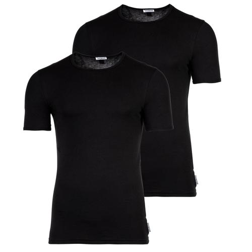 Bikkembergs T-Shirt Homme, Lot De 2 - Bi-Pack T-Shirt, Maillot De Corps, Col Rond, Cotton Stretch Noir Xl (X-Large)