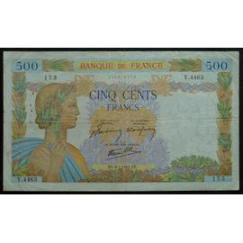 Billet 500 francs 8 janvier 1942 La Paix