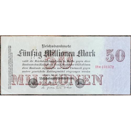 Billet Allemagne 50 Millions Mark 25 - 7 - 1923 / Reichsbanknote / 50.000.000 M