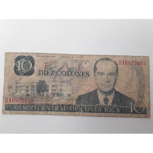 Billet De 10 Colones, Costa Rica 1979