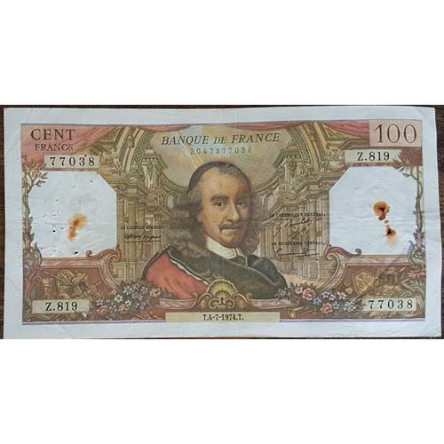 Billet De 100 Francs Corneille 4 - 7 - 1974 France Z.819