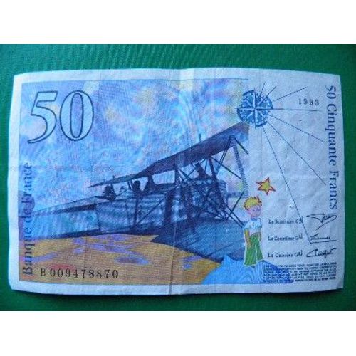 Billet De 50 Francs, St Exupry Avec Une Faute D'orthographe, Un Accent Sur Le E D'entte De Exupry