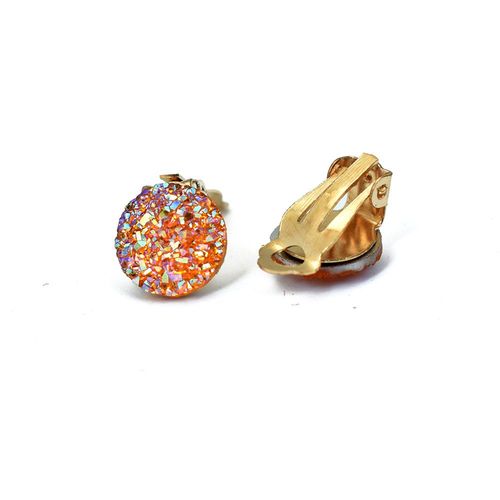 Bing Tu-Boucles D'oreilles  Rinitialisation Rond En Or, Bijoux Gomtriques, Sans Trou, En Rsine, En Clip, Bleu Et Blanc, Sans Piercing