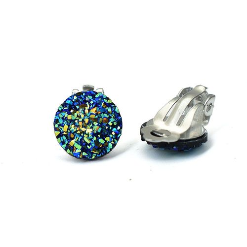 Bing Tu-Boucles D'oreilles Gomtriques Rondes En Rsine, Sans Trou D'oreille, Manchette Vert, Bleu, Blanc, Faux Piercing, Bijoux, Document Argent