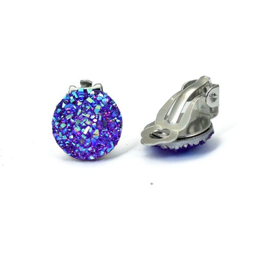 Bing Tu-Boucles D'oreilles Gomtriques Rondes En Rsine, Sans Trou D'oreille, Manchette Vert, Bleu, Blanc, Faux Piercing, Bijoux, Document Argent