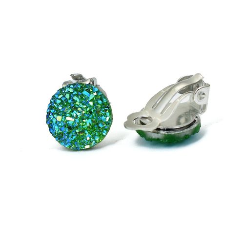 Bing Tu-Boucles D'oreilles Gomtriques Rondes En Rsine, Sans Trou D'oreille, Manchette Vert, Bleu, Blanc, Faux Piercing, Bijoux, Document Argent