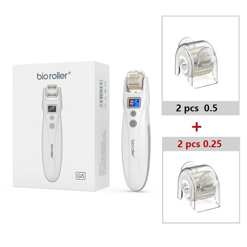 Bio Roller G5 Microcurrent Microneedle Roller Red Light Therapy Vibromasseur Ems pilation Du Visage Pour La Croissance De La Barbe - Type Eu-2pcs-0.25