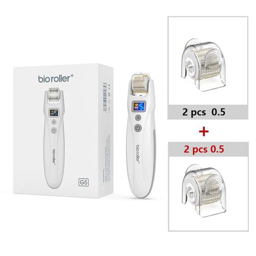 Bio Roller G5 Microcurrent Microneedle Roller Red Light Therapy Vibromasseur Ems pilation Du Visage Pour La Croissance De La Barbe - Type Eu-2pcs-0.5