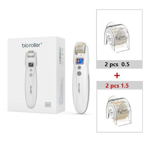 Bio Roller G5 Microcurrent Microneedle Roller Red Light Therapy Vibromasseur Ems pilation Du Visage Pour La Croissance De La Barbe - Type Eu-2pcs-1.5