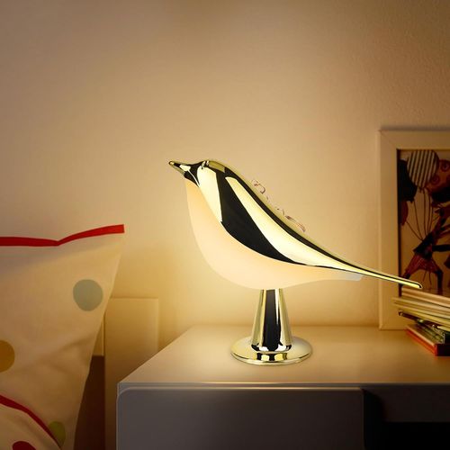 Bird Lampe De Table Light,Lampe De Table Sans Fil Dimmable,Usb Rechargeable Touch Sensor Control Kindergarten Light Avec Fonction Diffuseur D'arme De Chambre  Coucher(Couleur Or)