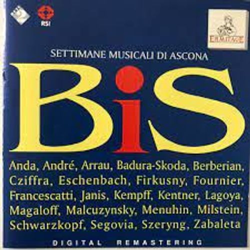 Bis  Ascona Pierre Fournier Kempff Schwarzkopf Arrau Szeryng Milstein Menuhin Francescatti Cathy Berberian Firkusny Badura-Skoda Janis Lagoya Kentner Segovia Cziffra Magaloff Zabaleta Eschenbach Anda - Pierre Fournier Jean Fonda Henryk Szeryng Nathan Milstein Yehudi Menuhin Zino Francescatti Eugen Bagnoli Elisabeth Schwarzkopf Geoffrey Parsons Andres Segovia Bruno Canino Byron Janis Alexandre Lagoya
