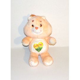 bisounours orange ancien modele fleurs de tournesol peluche doudou