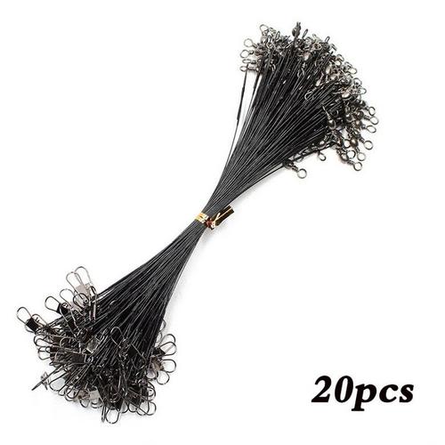 Black-15cm 20pcs -20pcs Ligne De Pche Anti Morsure,Fil En Acier,Leader Avec Pivotant Pche Accessoire Plomb Noyau Laisse Pche F