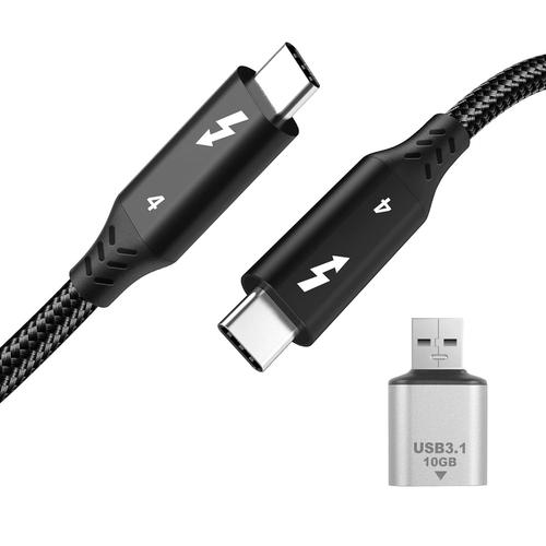 Black Cable USB C Thunderbolt 3, USB 4 en Nylon Tress 1M, Type C 100W/40Gbps/5K UHD, Cable USB-C vers USB C pour Macbook Pro/Air