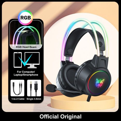 Black without Ear ONIKUMA-Casque supra-auriculaire X15 Pro, casque de jeu, couteurs filaires  suppression, oreilles de chat rose, lumire RVB avec micro, PC, PS4 