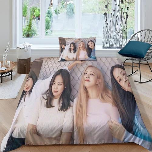 Blackpink Housse De Couette Avec Taies D'oreiller Parure De Lit Adult Avec Fermeture Clair Parure PiCes Housses De Couettes Microfibre Avec