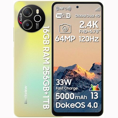 Blackview Shark 8 Smartphone Dbloqu 256 Go,Android 13 cran 6.78