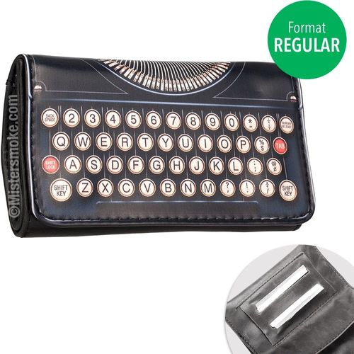 Blague  Tabac - Lasiesta - Pochette Carnet Double - Simili Cuir Noir Machine A Ecrire Vintage Pour Feuilles  Rouler Courtes Regular