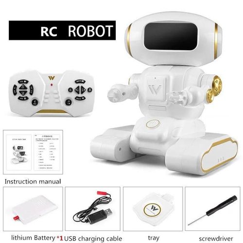 Blanc 1 batterie - Plateau de Dialogue vocal intelligent, Robot Rc interactif pour envoyer des aliments, raconter des histoires, chanter, apprendre les connaissances scientifiques en anglais