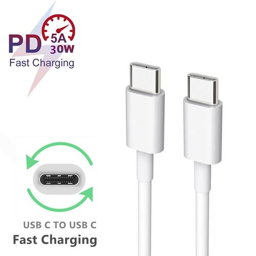 Blanc 1m Cble Usb Pd Type C Vers Type C, Long De 2 M, De Charge Rapide