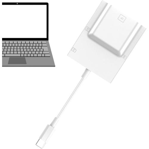 Blanc Adaptateur de carte mmoire, lecteur de carte USB C - Lecteur USB pour ordinateur | Lecteur de carte mmoire USB C, adaptateur d'appareil photo 4 en 1 de type C pour tlphone, ordinateur,