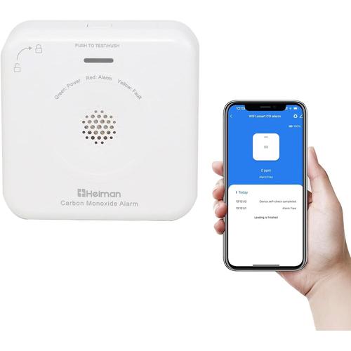 Blanc. Blanc. Heiman Wi-Fi Dtecteur De Monoxyde De Carbone, Alarme Puissante De 85 Db,Pile Remplaable,Certifi En50291