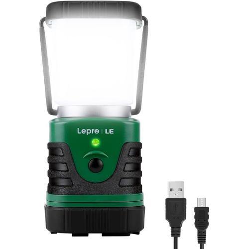 Blanc Lepro Lanterne Camping Led Rechargeable, Lampe Camping Puissante 1000lm Dimmable, Lampe Torche 360 Eclairage 3 Modes, Etanche Portable Suspendue, Pour Camping, Bricolage, Secours, Garage, Cave,