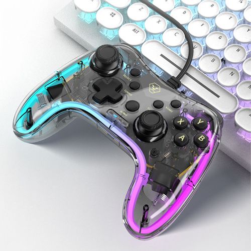 Blanc - Manette Filaire Rvb Pour Nintendo Switch, Pc, Ordinateur Portable, Manette De Jeu Colore Pour Sony Ps3, Tv, Dcodeur