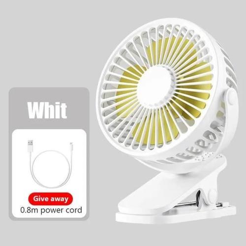 blanc-Mini Ventilateur Portable  Pince Pour nergie olienne, Pratique, Ultra Silencieux, Usb, Pour tudian.