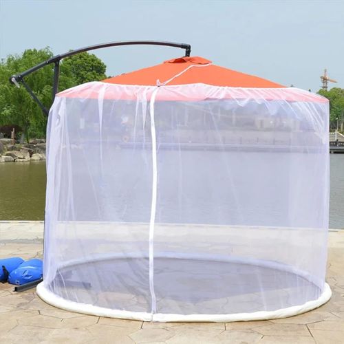 Moustiquaire Parasol Jardin COSTWAY Moustiquaire Pour Parasol En Maille Polyester, Fermeture Eclair Parasol Deporte 2x3