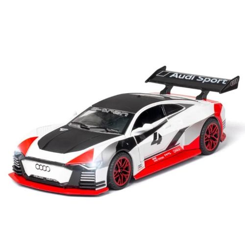 Blanc Pas de bote - Modle de voiture de course Audi e-tron Concept, Jouet moul sous pression avec systme de retrait, Vhicule lger et sonore, Jouets pour cadeaux, A10, 1:32