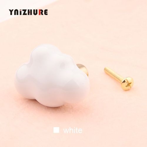 Blanc - Poignes De Meuble En Cramique Pour Chambre D'enfant, Boutons De Meuble, Nuage, Poigne En Laiton, Style Cratif, Pour Commode, Tiroir, Garde-Robe, Porte