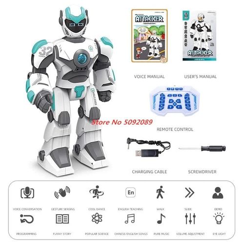 blanc - Robot intelligent  commande vocale, 40CM, pour enfant, animal de compagnie, jouet, Machine de programmation  Induction, musique, danse, tlcommande