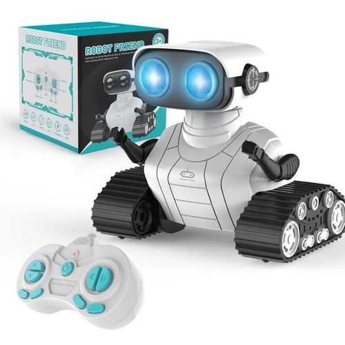 BLANC - Robot interactif Intelligent avec tlcommande, 2 heures, simulation de chenille, Auto dmo, lumires LED, musique dynamique, jouet lectrique RC