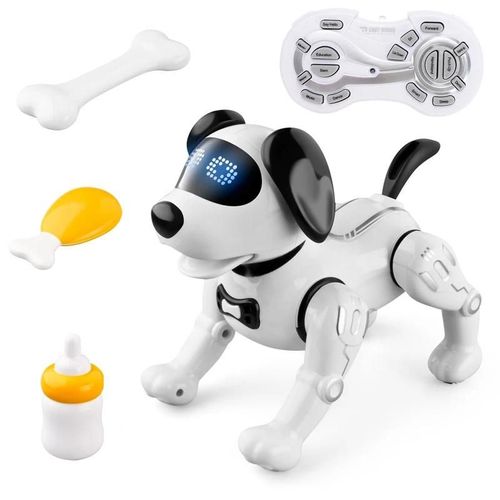 BLANC - Robot pour chien, jouet RC, tlcommande intelligente Programmable, Kit robotique avec yeux LED, marche, chant, danse pour enfants