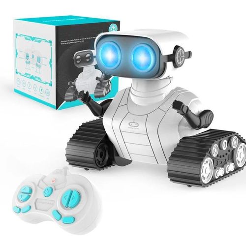 Blanc - Robot Robot pour enfants, jouets RC Rechargeable, pour garons et filles, tlcommande, jouet musique et yeux LED