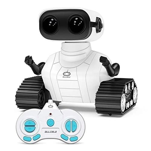 BLANC - Robot tlcommand, jouets RC Rechargeable pour garons et filles avec musique dansant des yeux LED, cadeau de nol pour enfants