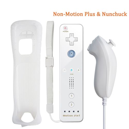 Blanc Sans Mouvement - Tlcommande Motion Plus Intgre Pour Nintendo Wii, Tlcommande Wii, Manette De Jeu Sans Fil, Manette Dahchuck Wii Motion Plus