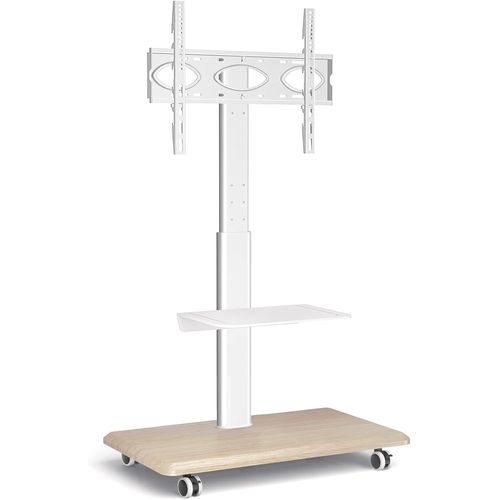 Blanc Support Tv Roulette Avec Support Cantilever Pour Ecran De Tl De 26  65 Pouces Led Lcd Plasma Chariot Meuble Tv Pied Universel Pivotant Rglable En Hauteur Avec 2 tagres[Audio706]