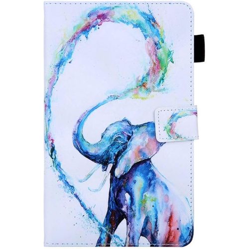 Blanche Etui En Pu Cuir Pochette Fille Coque Pour Tablette Samsung Galaxy Tab A 8.0 2019 T290/T295 lphant De Couleur Motif Antichoc Housse Protection Avec Fonction Support Portable Bumper