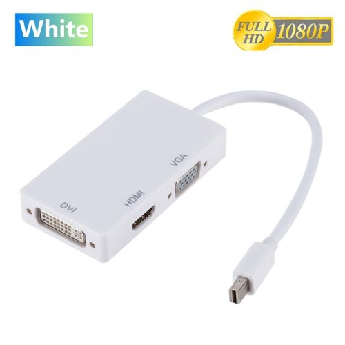 blanche - PzzPss 3 en 1 Mini Displayport DP Mle vers DVI HDMI VGA Femelle Audio Adaptateur Display Port Cble Convertisseur Pour Projecteur D'ordinateur